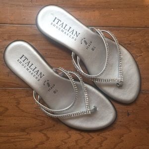 Italian Shoemakers Rhinestone Bottom Sandal Silver